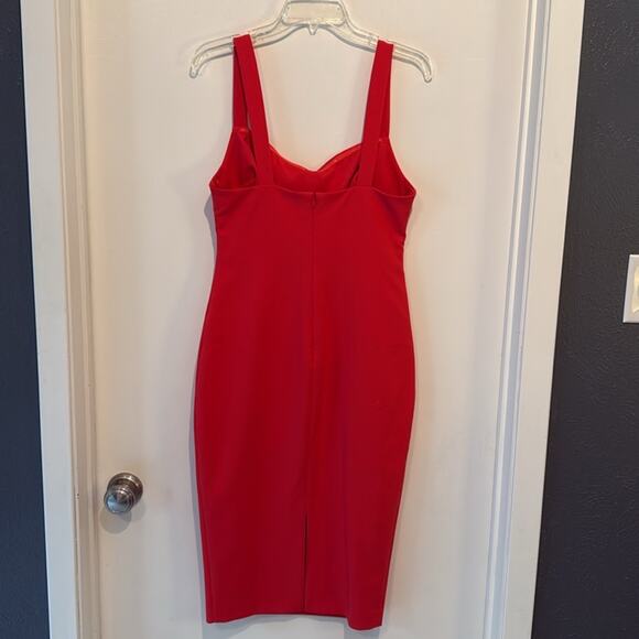 Likely Terry Ruched Cutout Midi Dress Coral Sleeveless Dress size 10 EUC - Picture 3 of 5